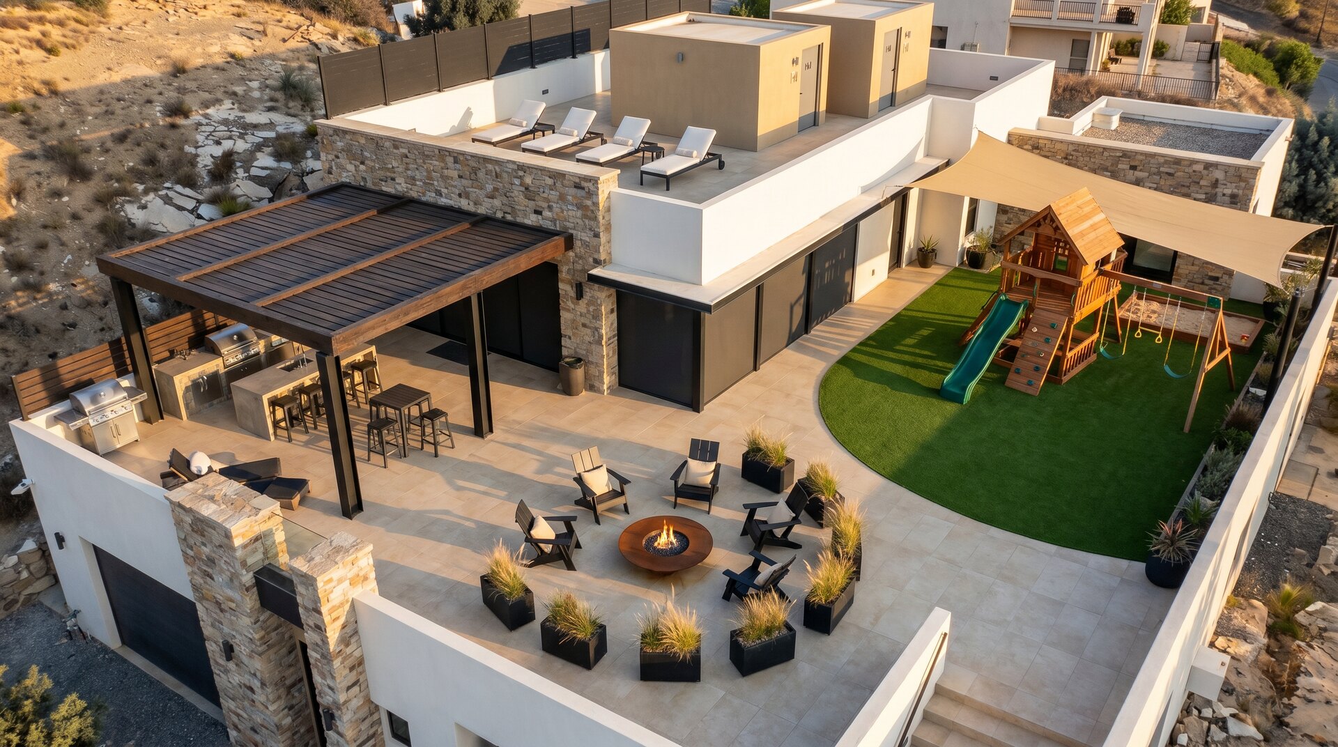 Property after all five upgrades — aerial composite